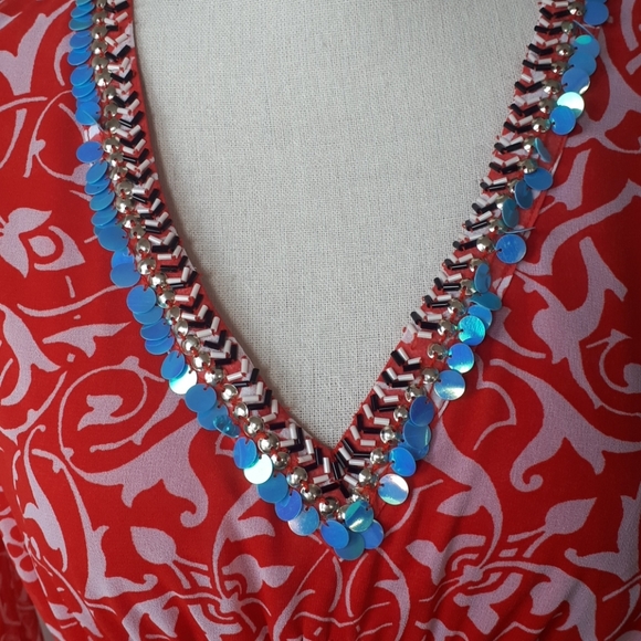 NWT Gaudi red printed dress 20” ptp - Picture 5 of 10